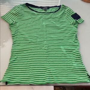 Lauren Ralph  Lauren Green and White Striped Tee St Patrick’s Day